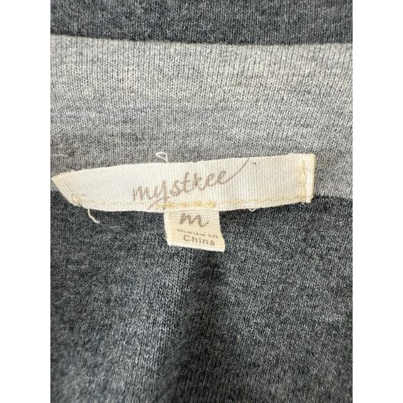 Mystree Size M Outdoor Stroped Notched Coat Gray Long Sleeve Button Pocket - Picture 7 of 9